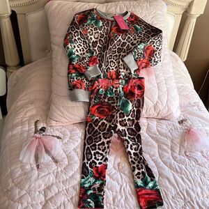 New toddler rose leopard lounge set